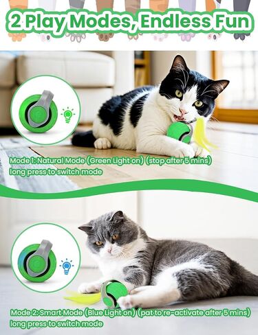 2PCS Cat Toy 3.0 Turbo Tail 2025 New Upgraded 300 mAh Pet Smart Chase Ball Interactive Cats Toy for Indoor Cats Smart Cat Ball Toy with 6 Replacement Tail (Orange&Green) in Saudi Arabia