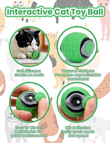 2PCS Cat Toy 3.0 Turbo Tail 2025 New Upgraded 300 mAh Pet Smart Chase Ball Interactive Cats Toy for Indoor Cats Smart Cat Ball Toy with 6 Replacement Tail (Orange&Green) in Saudi Arabia