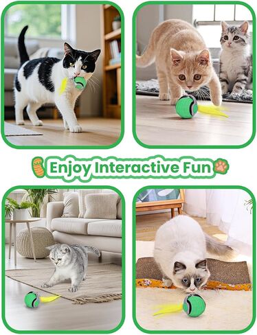2PCS Cat Toy 3.0 Turbo Tail 2025 New Upgraded 300 mAh Pet Smart Chase Ball Interactive Cats Toy for Indoor Cats Smart Cat Ball Toy with 6 Replacement Tail (Orange&Green) in Saudi Arabia