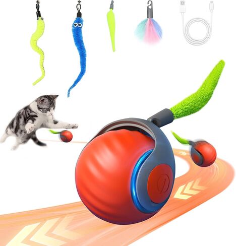 2025 New Upgrade Speedy Tail Cat Toy, Smart Interactive Pet Toys Comes with 4 Tails, Reinforced Version of The Cat Toys Balls, Two Speed Adjustment (Blue) in Saudi Arabia
