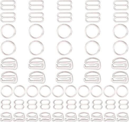 Tupalizy 60PCS Bra Strap Hooks Replacement for Sewing Bikini Halter Swimsuit Tops Lingerie Rings Nylon Bathing Suit Clips Clasp Adjustment Sliders for Nightgowns Slip Dress,3 Styles,8mm and 12mm,Clear in Saudi Arabia