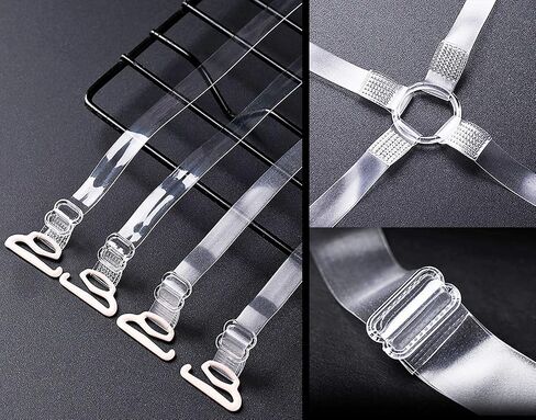 Tupalizy 60PCS Bra Strap Hooks Replacement for Sewing Bikini Halter Swimsuit Tops Lingerie Rings Nylon Bathing Suit Clips Clasp Adjustment Sliders for Nightgowns Slip Dress,3 Styles,8mm and 12mm,Clear in Saudi Arabia