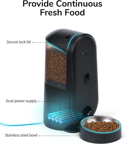 FUKUMARU Automatic Cat Feeder, 2 in 1 Automatic Pet Feeders with Camera and Audio, Support DIY Meals and Timed Control WiFi Cat Food Dispenser, Suit for Cat and Dog in Saudi Arabia
