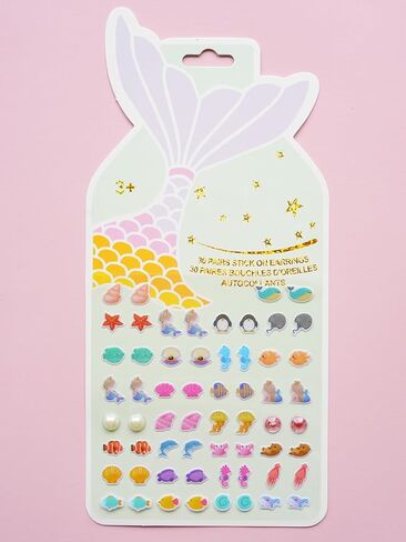 Stick On Earrings - Girls 3D Unicorn Sticker Earrings Self-Adhesive Glitter Craft Gem Stickers (Rainbow) in Saudi Arabia
