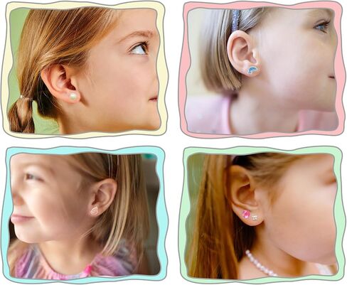 Stick On Earrings - Girls 3D Unicorn Sticker Earrings Self-Adhesive Glitter Craft Gem Stickers (Rainbow) in Saudi Arabia