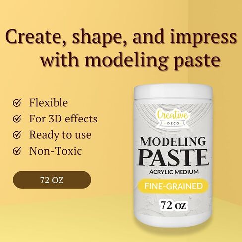 Thick Fine Grained Modeling Paste | 72oz | 2kg | 1460ml | Acrylic Medium | White Structural Molding Texture Paste for Canvas Paint, Art Projects, DIY, 3D Effect | Dimension Additive in Kuwait