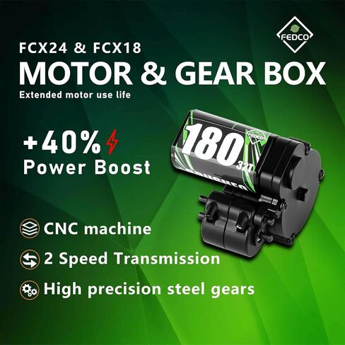 FCX24 Motor Upgrades 32T 180 Motor 2 Speed Transmission Gearbox with Steel Gear for FMS FCX24 Upgrades Smasher Power Wagon 1/24 RC Crawler in Saudi Arabia