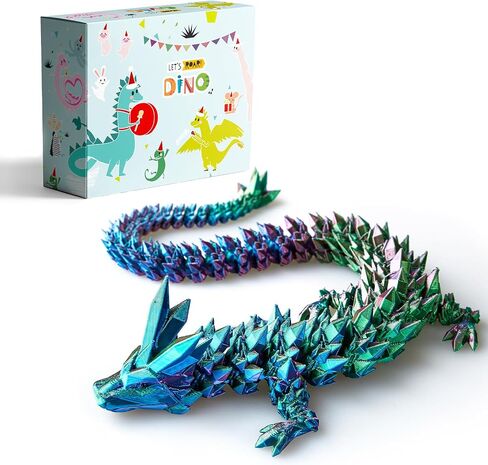 3D Printed Dragon Toys, 3D Printed Fidget Toys, Dragon Fidget Toy, Articulated Dragon, Home Office Decor Executive Desk Toys (Red-Blue) in Saudi Arabia