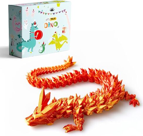3D Printed Dragon Toys, 3D Printed Fidget Toys, Dragon Fidget Toy, Articulated Dragon, Home Office Decor Executive Desk Toys (Red-Blue) in Saudi Arabia