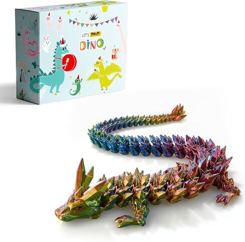 3D Printed Dragon Toys, 3D Printed Fidget Toys, Dragon Fidget Toy, Articulated Dragon, Home Office Decor Executive Desk Toys (Red-Blue) in Saudi Arabia