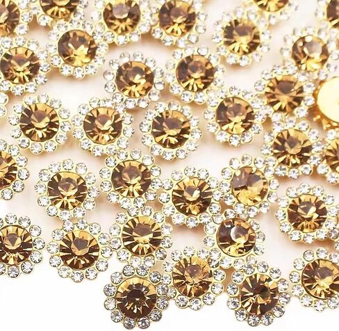 120 Pcs 12mm Sunflower Sew on Rhinestones Crystal Glass Gems, Metal Claw Rhinestones Jewels for Crafts, Glitter Gemstones for Clothes Shoes Cap Earring Belt Sewing Accessories(03 Red) in Kuwait