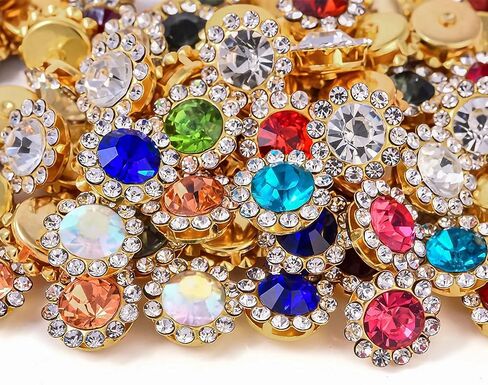 120 Pcs 12mm Sunflower Sew on Rhinestones Crystal Glass Gems, Metal Claw Rhinestones Jewels for Crafts, Glitter Gemstones for Clothes Shoes Cap Earring Belt Sewing Accessories(03 Red) in Kuwait