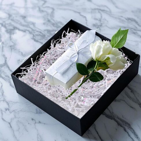 Previvo 8oz Paper Paper Filler - توفيات التغليف للهدية لسلال عيد ميلاد عيد الميلاد ، حشو صندوق تمزيقه الزخرفة （Diamond White） in Kuwait