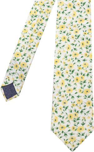 Cotton Floral Ties for Men 2.76" Men's Skinny Tie Linen Flower Printed Neck Tie for Wedding Dating Party in Kuwait