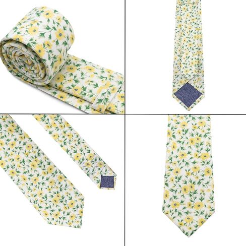 Cotton Floral Ties for Men 2.76" Men's Skinny Tie Linen Flower Printed Neck Tie for Wedding Dating Party in Kuwait
