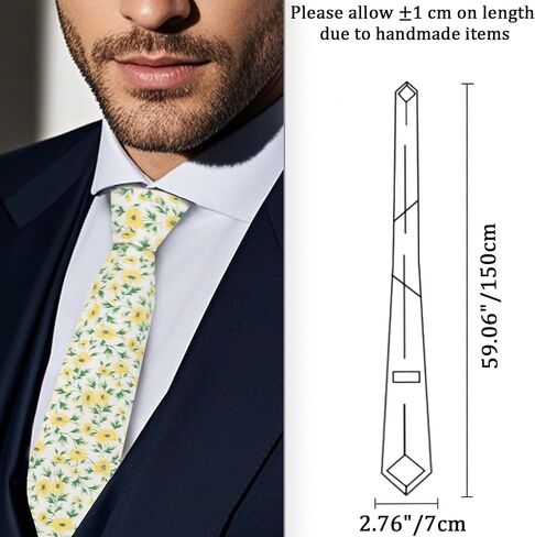 Cotton Floral Ties for Men 2.76" Men's Skinny Tie Linen Flower Printed Neck Tie for Wedding Dating Party in Kuwait