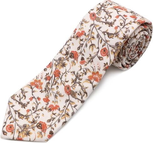 Cotton Floral Ties for Men 2.76" Men's Skinny Tie Linen Flower Printed Neck Tie for Wedding Dating Party in Kuwait