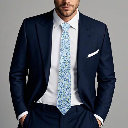 Cotton Floral Ties for Men 2.76" Men's Skinny Tie Linen Flower Printed Neck Tie for Wedding Dating Party in Kuwait