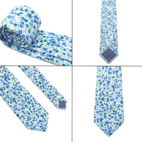 Cotton Floral Ties for Men 2.76" Men's Skinny Tie Linen Flower Printed Neck Tie for Wedding Dating Party in Kuwait