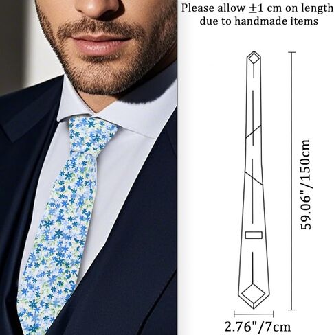 Cotton Floral Ties for Men 2.76" Men's Skinny Tie Linen Flower Printed Neck Tie for Wedding Dating Party in Kuwait