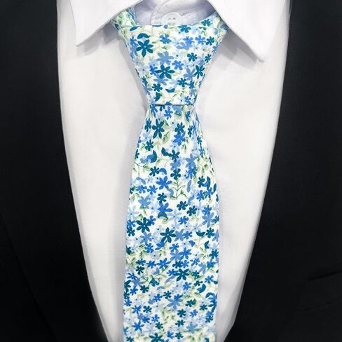Cotton Floral Ties for Men 2.76" Men's Skinny Tie Linen Flower Printed Neck Tie for Wedding Dating Party in Kuwait