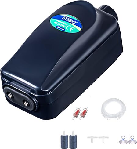 SUNWEN Aquarium Air Pump, Ultra Silent Aquarium Oxygen Fish Tank Oxygen Pump with Air Stone, Tube Check Valves and Airline Tubing in Saudi Arabia