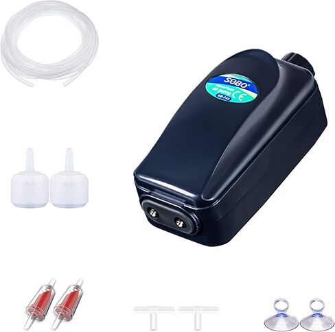 SUNWEN Aquarium Air Pump, Ultra Silent Aquarium Oxygen Fish Tank Oxygen Pump with Air Stone, Tube Check Valves and Airline Tubing in Saudi Arabia