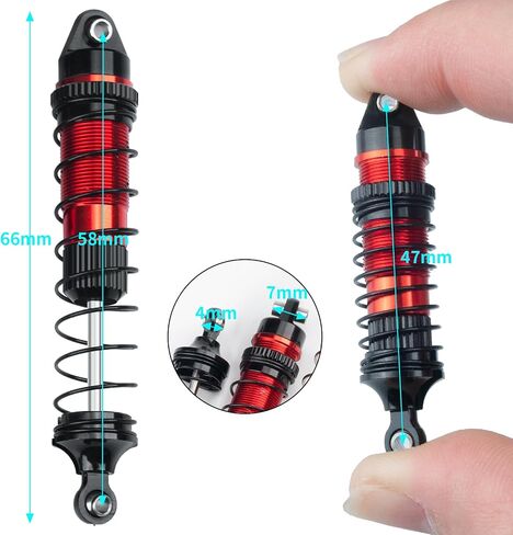 RC Shock Absorber Set, Aluminum Front Rear Universal Shock Absorber Oil Damper for Losi 1/18 Mini LMT 4X4 Brushed Monster Truck RTR Upgrade Parts (Silver) in Kuwait