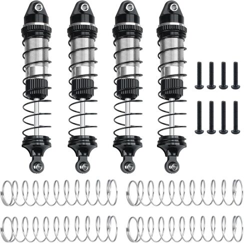 RC Shock Absorber Set, Aluminum Front Rear Universal Shock Absorber Oil Damper for Losi 1/18 Mini LMT 4X4 Brushed Monster Truck RTR Upgrade Parts (Silver) in Kuwait