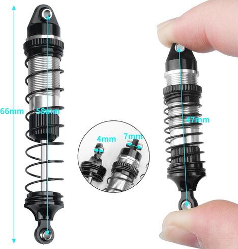 RC Shock Absorber Set, Aluminum Front Rear Universal Shock Absorber Oil Damper for Losi 1/18 Mini LMT 4X4 Brushed Monster Truck RTR Upgrade Parts (Silver) in Kuwait