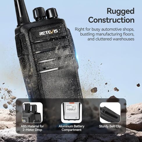 Retevis RT21 Walkie Talkies with Earpiece,2 Way Radio Long Range,Rugged Emergency Alarm,Handfree, Portable FRS Two Way Radios for Warehouse Education (10 Pack) in Kuwait
