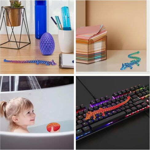 Small Dragon Eggs with Dragon Inside, 3D Printed Surprise Funny Gifts for Kids, Articulated Dragon Fidget Toys for Adults, Executive Desk Toys Office Room Décor (Pastel Rainbow) in Kuwait
