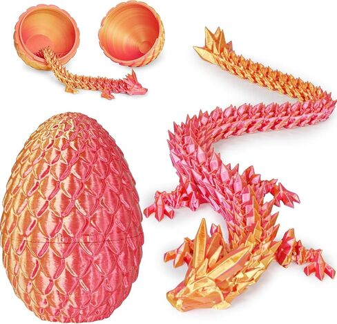 Small Dragon Eggs with Dragon Inside, 3D Printed Surprise Funny Gifts for Kids, Articulated Dragon Fidget Toys for Adults, Executive Desk Toys Office Room Décor (Pastel Rainbow) in Kuwait