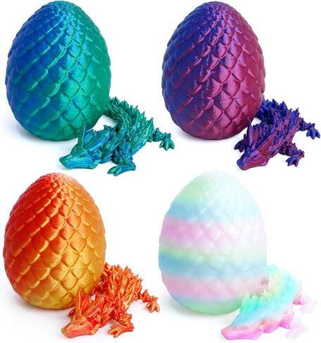 3D Printed Dragon Eggs with Hinges - 12 PCS, Mini Cute Party Favors, Classroom Prizes Bulk, Birthday Gift, Collectibles for Adults&Teens, Fidget Animals, Desk Pets (Multicolor) in Saudi Arabia