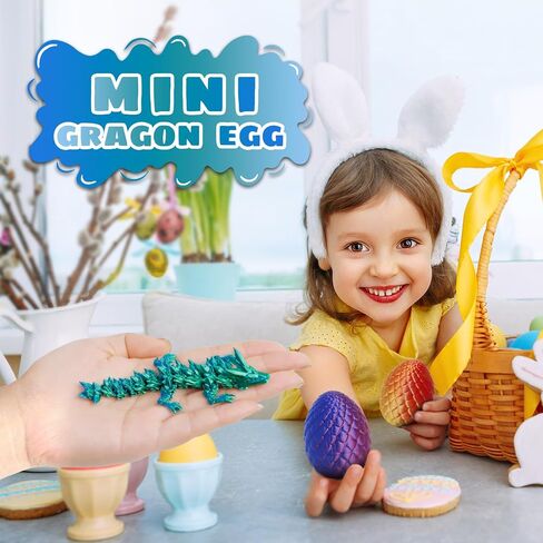 3D Printed Dragon Eggs with Hinges - 12 PCS, Mini Cute Party Favors, Classroom Prizes Bulk, Birthday Gift, Collectibles for Adults&Teens, Fidget Animals, Desk Pets (Multicolor) in Saudi Arabia