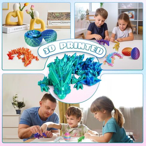 3D Printed Dragon Eggs with Hinges - 12 PCS, Mini Cute Party Favors, Classroom Prizes Bulk, Birthday Gift, Collectibles for Adults&Teens, Fidget Animals, Desk Pets (Multicolor) in Saudi Arabia