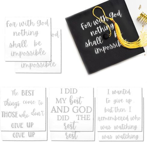 8 Pack Graduation Cap Stickers Decoration Glitter Alphabet Letter Stickers Self Adhesive,Classroom Decor DIY Crafts Art Making (Silver) in Saudi Arabia