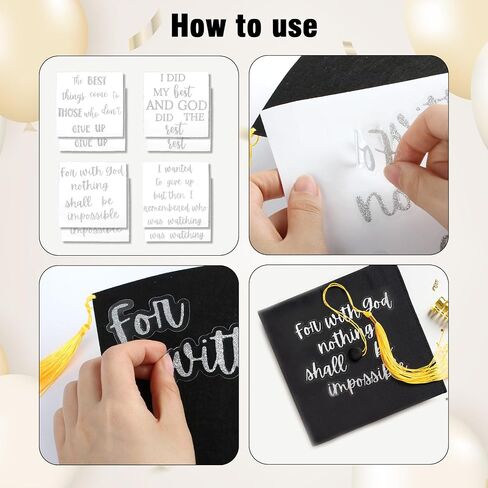 8 Pack Graduation Cap Stickers Decoration Glitter Alphabet Letter Stickers Self Adhesive,Classroom Decor DIY Crafts Art Making (Silver) in Saudi Arabia