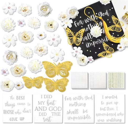 8 Pack Graduation Cap Stickers Decoration Glitter Alphabet Letter Stickers Self Adhesive,Classroom Decor DIY Crafts Art Making (Silver) in Saudi Arabia