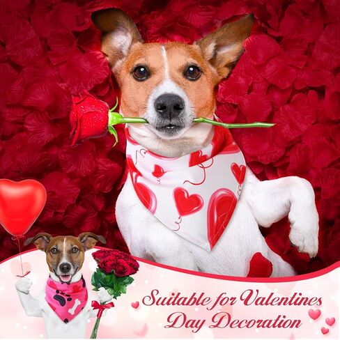 Kigeli 50 Pcs Valentines Dog Bandanas Bulk Heart Bandanas Bibs Triangle Dog Scarf Kerchief Set Puppy Bandanas with Heart Patterns for Valentines Day Pet Costume Accessories(25.6 x 17.7 x 17.7 Inch) in Kuwait