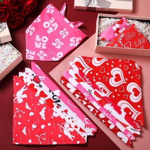 Kigeli 50 Pcs Valentines Dog Bandanas Bulk Heart Bandanas Bibs Triangle Dog Scarf Kerchief Set Puppy Bandanas with Heart Patterns for Valentines Day Pet Costume Accessories(25.6 x 17.7 x 17.7 Inch) in Kuwait