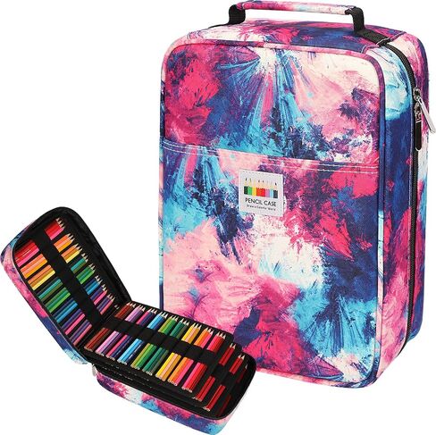 JAKAGO 274 Slots Colored Pencil Case Large Capacity Pen Holder for Artist Painter Zipper Organizer Bag for Marker Highlighter Storage Case for Office Sketch Travel Supplies(Blue) in Saudi Arabia