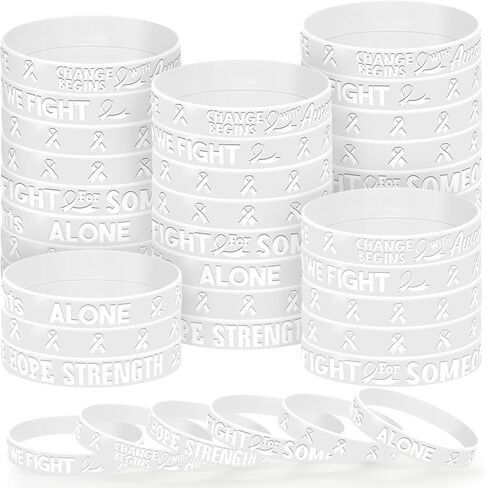 30 Pcs Cancer Prevention Awareness Silicone Bracelets,Colorful Ribbon Stretch Wristbands,Hope Faith Rubber Wristband Supplies Accessories for Ribbon Awareness Assorted Cancer Awareness and Prevention (Gray) in Saudi Arabia