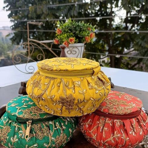 KUMKUM FASHIONS Golden Embroidery Jewelry Box,Wholesale Bangle Box, Indian Handmade Matki |Traditional Bangle box in matka shape (25) in Saudi Arabia