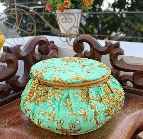 KUMKUM FASHIONS Golden Embroidery Jewelry Box,Wholesale Bangle Box, Indian Handmade Matki |Traditional Bangle box in matka shape (25) in Saudi Arabia