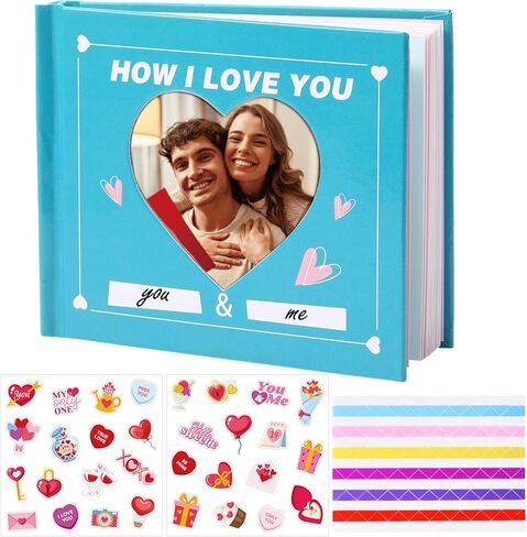 Valentines Fill In The Blank Book Mini How i Love You Journal with Stickers Picture Corners DIY Wrote Love about You Book Valentines Gifts for Women Men Boyfriend,4.1" x 3.4"(Red) in Kuwait