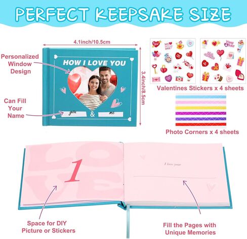 Valentines Fill In The Blank Book Mini How i Love You Journal with Stickers Picture Corners DIY Wrote Love about You Book Valentines Gifts for Women Men Boyfriend,4.1" x 3.4"(Red) in Kuwait