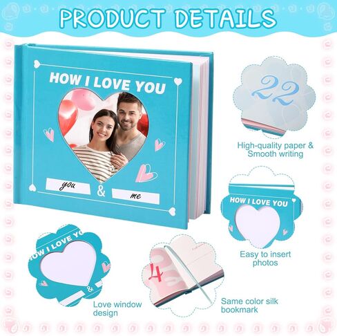 Valentines Fill In The Blank Book Mini How i Love You Journal with Stickers Picture Corners DIY Wrote Love about You Book Valentines Gifts for Women Men Boyfriend,4.1" x 3.4"(Red) in Kuwait