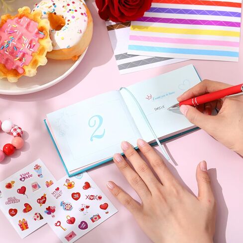 Valentines Fill In The Blank Book Mini How i Love You Journal with Stickers Picture Corners DIY Wrote Love about You Book Valentines Gifts for Women Men Boyfriend,4.1" x 3.4"(Red) in Kuwait