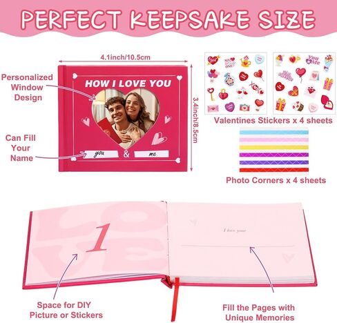 Valentines Fill In The Blank Book Mini How i Love You Journal with Stickers Picture Corners DIY Wrote Love about You Book Valentines Gifts for Women Men Boyfriend,4.1" x 3.4"(Red) in Kuwait